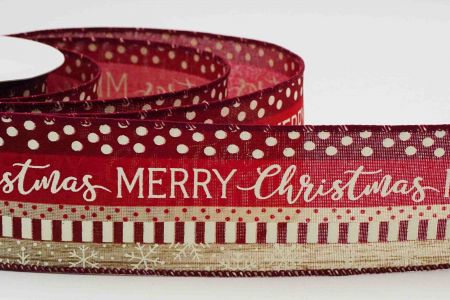 Проволочная лента в стиле Счастливого Рождества-KF6752GC-14-8_Красный